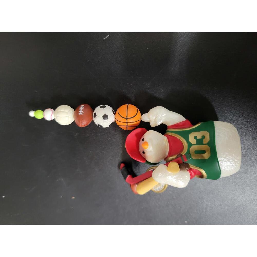 Sports Themed Snowman Ornament with Multiple Sports Balls